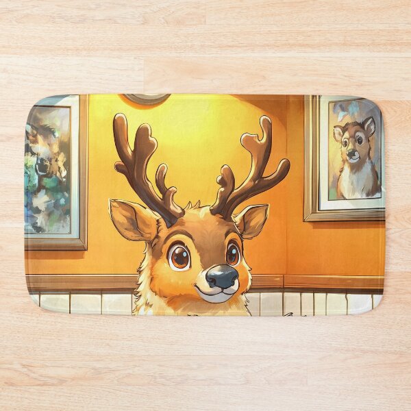 Item preview, Reindeer Caribou Bathroom Newspaper Reader Cute Cartoon Wildlife designed and sold by mildaclairmo.