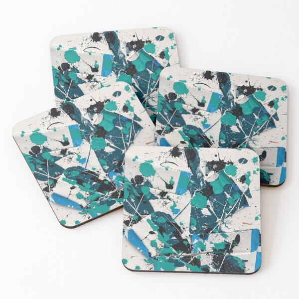 Item preview, Teal and Blue Folded Canvas Splatter Art designed and sold by THE SPLATTERED HAUS BY SAGE BANKS.