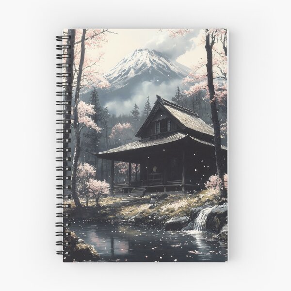Item preview, Japanese Shrine Mount Fuji Cherry Blossom Forest Retreat designed and sold by mildaclairmo.