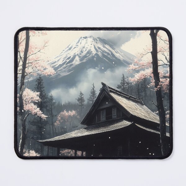 Item preview, Japanese Shrine Mount Fuji Cherry Blossom Forest Retreat designed and sold by mildaclairmo.