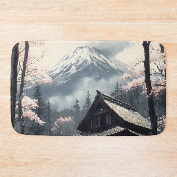 Item preview, Japanese Shrine Mount Fuji Cherry Blossom Forest Retreat designed and sold by mildaclairmo.
