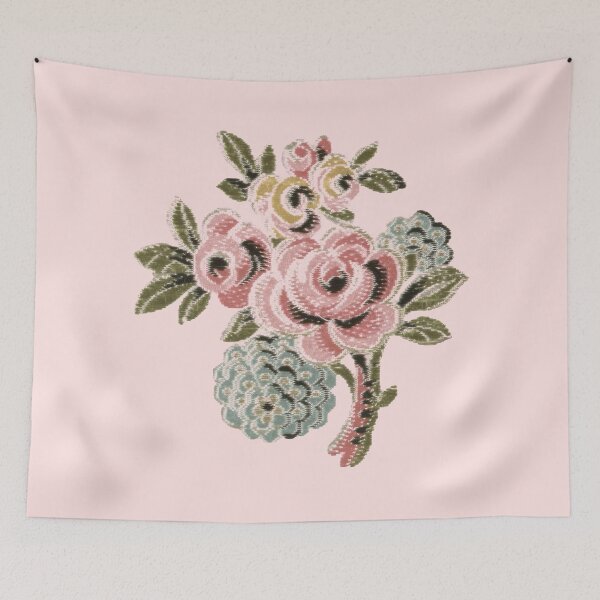 Item preview, Vintage Pink Rose Folk Art Botanical Floral Bouquet Design designed and sold by Terry Bain.