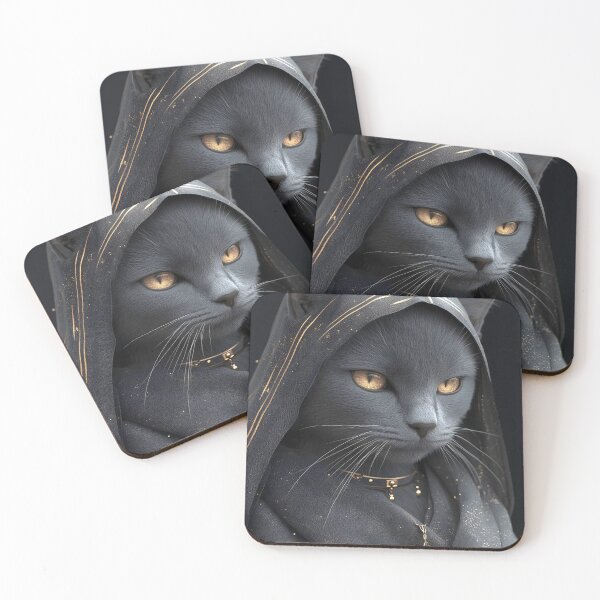 Item preview, Russian Blue Cat Hooded Mystic Gold Eyes designed and sold by mildaclairmo.
