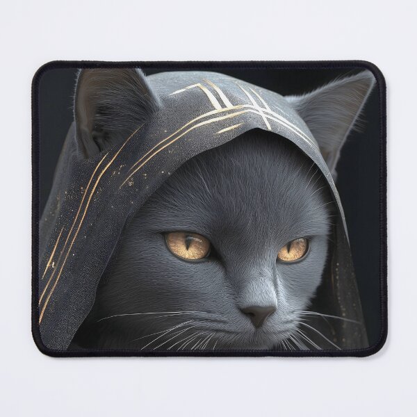 Item preview, Russian Blue Cat Hooded Mystic Gold Eyes designed and sold by mildaclairmo.