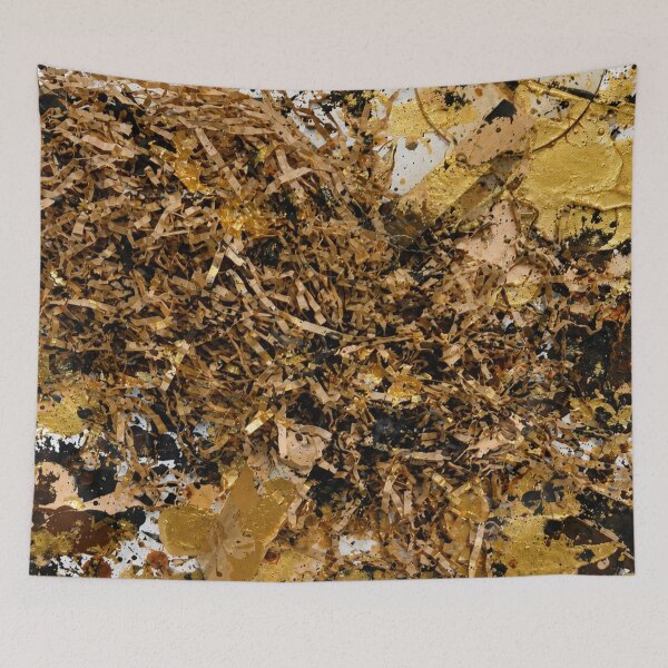 Item preview, Gold and Shredded Paper Mixed Media Abstract Art designed and sold by THE SPLATTERED HAUS BY SAGE BANKS.