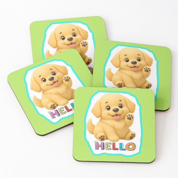 Item preview, Cute Golden Retriever Puppy Hello Waving Kawaii Dog designed and sold by MariaPCMaria.