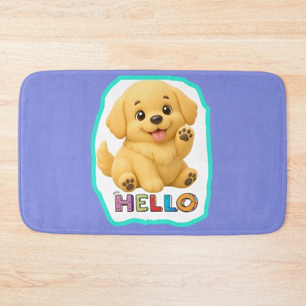 Item preview, Cute Golden Retriever Puppy Hello Waving Kawaii Dog designed and sold by Funnygiftsstudio .