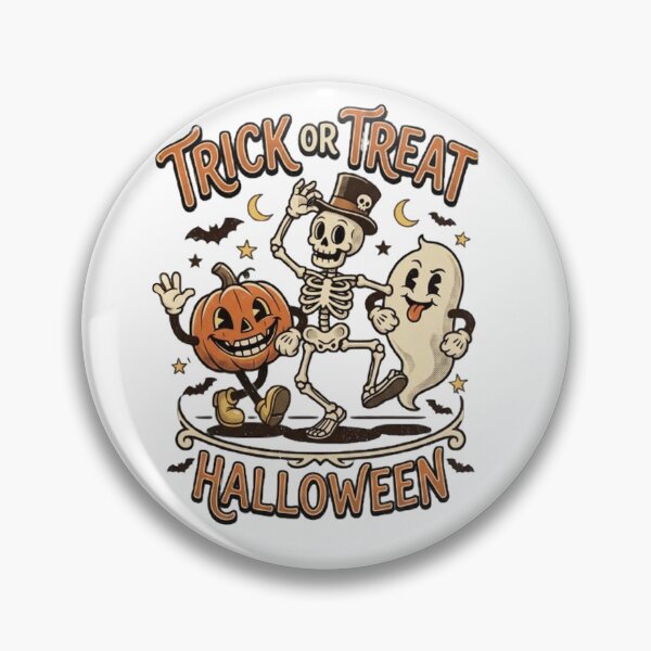 Item preview, Retro Trick or Treat Halloween Dancing Skeleton Ghost Pumpkin designed and sold by Tamarout.