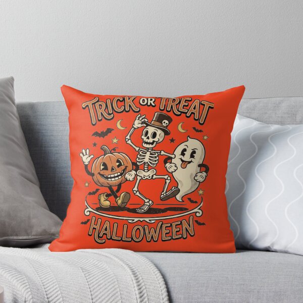 Item preview, Retro Trick or Treat Halloween Dancing Skeleton Ghost Pumpkin designed and sold by Tamarout.