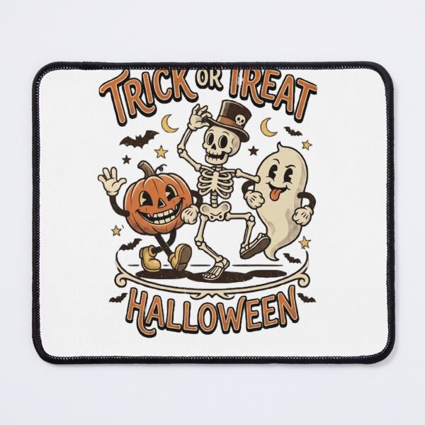 Item preview, Retro Trick or Treat Halloween Dancing Skeleton Ghost Pumpkin designed and sold by Tamarout.