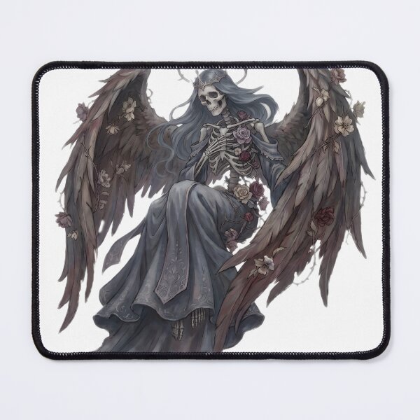 Item preview, Dark Angel Skeleton with Large Feathered Wings Crown and Rose Vines designed and sold by MisteryDesigner.