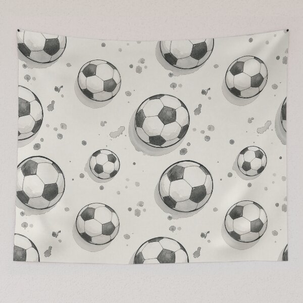 Item preview, Watercolor Football Pattern - Black & White Soccer Ball Illustration Design designed and sold by Nine Lives Studio.