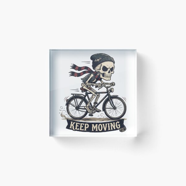 Item preview, Skeleton Riding Bicycle Wearing Beanie and Striped Scarf designed and sold by MisteryDesigner.