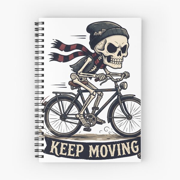 Item preview, Skeleton Riding Bicycle Wearing Beanie and Striped Scarf designed and sold by MisteryDesigner.
