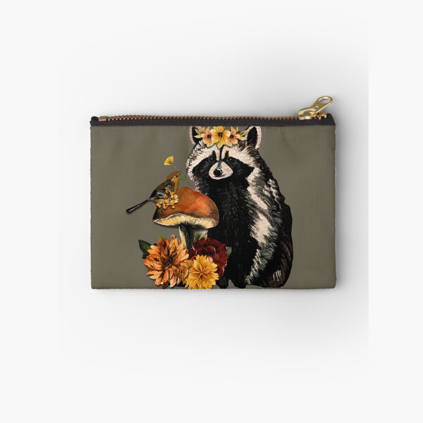 Item preview, Floral Woodland Raccoon & Autumn Mushroom designed and sold by ArtistsAtticWI.