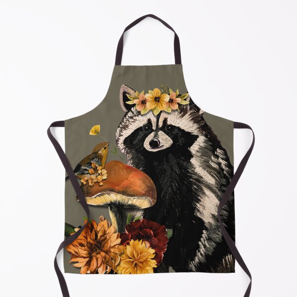 Item preview, Floral Woodland Raccoon & Autumn Mushroom designed and sold by ArtistsAtticWI.