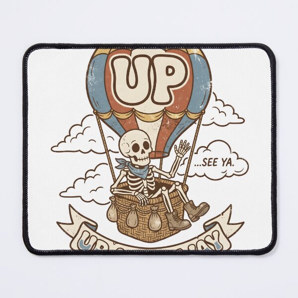 Item preview, Skeleton in Bandana Waving from Hot Air Balloon in the Clouds designed and sold by MisteryDesigner.