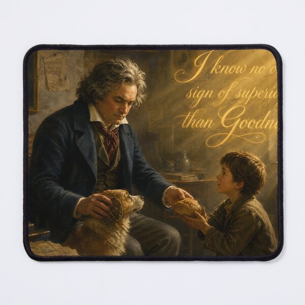 Item preview, Beethoven Quote: I know no other sign of superiority than Goodness - Dark Academia Classical Music Humanitarian Art designed and sold by DoReMiStudio.