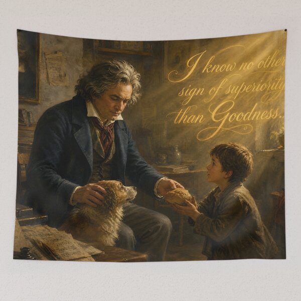 Item preview, Beethoven Quote: I know no other sign of superiority than Goodness - Dark Academia Classical Music Humanitarian Art designed and sold by DoReMiStudio.