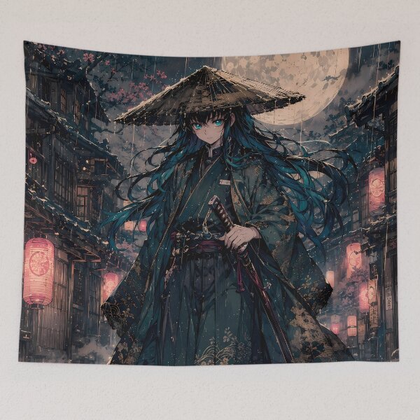 Item preview, Muichiro Tokito Demon Slayer Rainy Moonlit Street designed and sold by mildaclairmo.