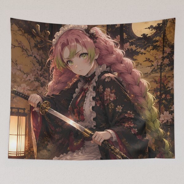 Item preview, Mitsuri Kanroji Demon Slayer Moonlit Kimono Guardian designed and sold by mildaclairmo.