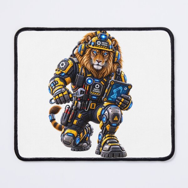 Item preview, Steel Lion — Industrial Robotics Technician | Mechanical Lion Worker designed and sold by SteelCoat Studio.