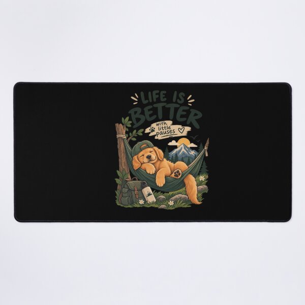 Item preview, Cute Sleepy Golden Retriever Hammock – Life Is Better With Little Pauses Sticker T-Shirt designed and sold by RedaSouq.