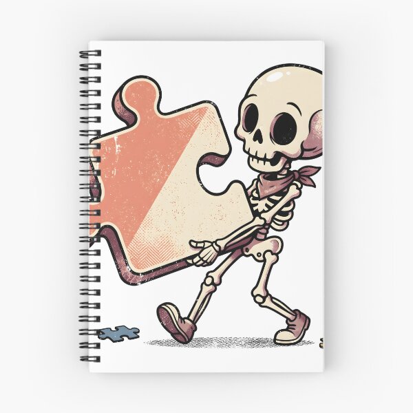 Item preview, Skeleton in Bandana and Shoes Carrying Giant Jigsaw Puzzle Piece designed and sold by MisteryDesigner.