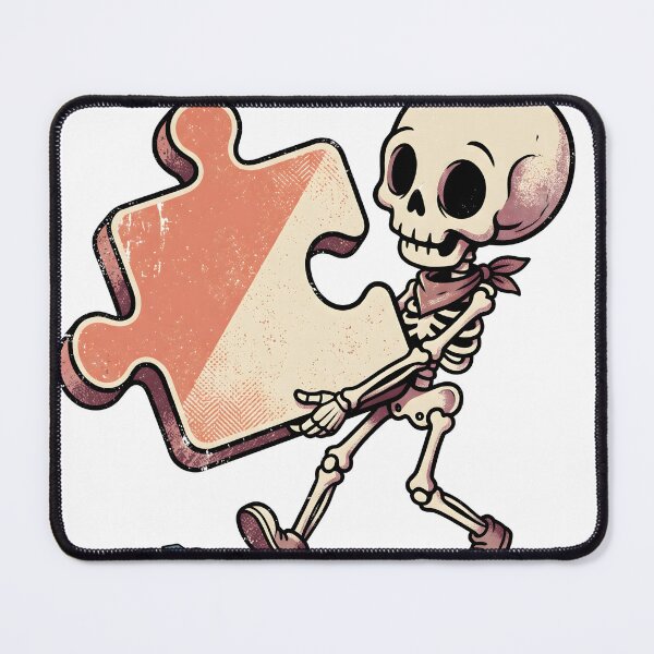 Item preview, Skeleton in Bandana and Shoes Carrying Giant Jigsaw Puzzle Piece designed and sold by MisteryDesigner.