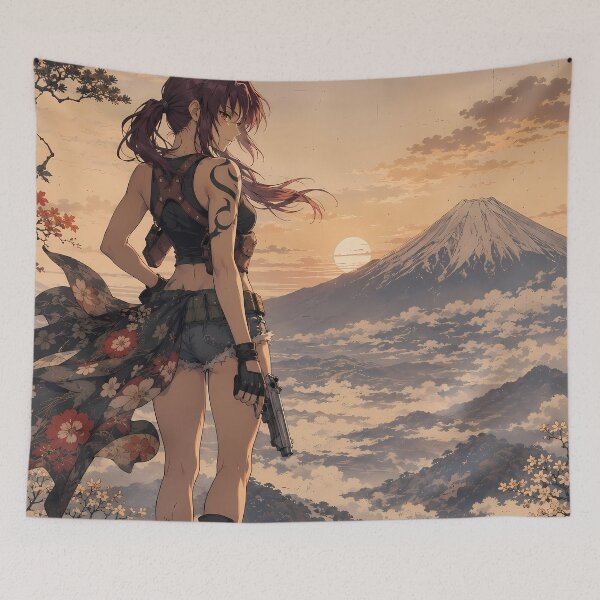 Item preview, Revy Black Lagoon Mount Fuji Sunset Confidence designed and sold by mildaclairmo.