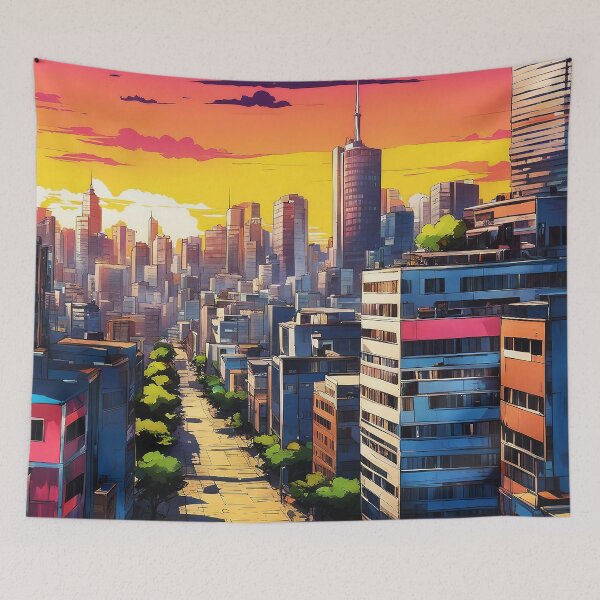 Item preview, Pop Art-Style Colorful Vibrant Cityscape At Sunset designed and sold by DEC02.