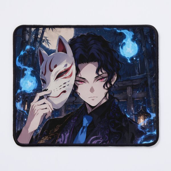 Item preview, Muzan Kibutsuji Demon Slayer Kitsune Flame Moon Mystery designed and sold by mildaclairmo.