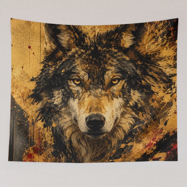 Item preview, Golden Wolf Spirit Abstract Luxury Art Description designed and sold by SHOCAMPOS DESIGNS .