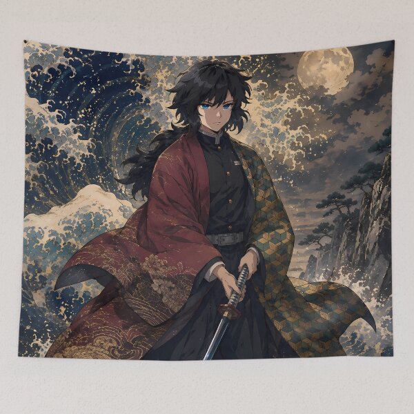 Item preview, Giyu Tomioka Demon Slayer Moonlit Ocean Ukiyo E designed and sold by mildaclairmo.