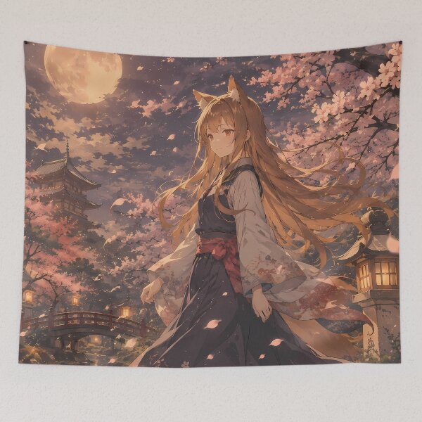 Item preview, Holo Spice and Wolf Cherry Blossom Moon Garden designed and sold by mildaclairmo.