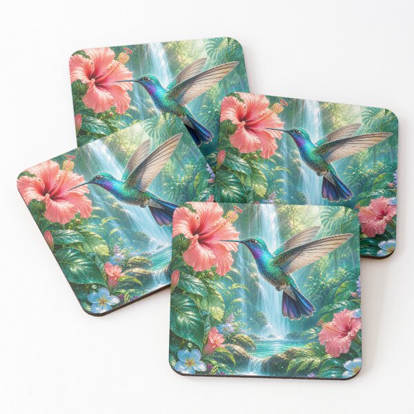 Item preview, Iridescent Hummingbird Waterfall Garden designed and sold by MeanPanduh.