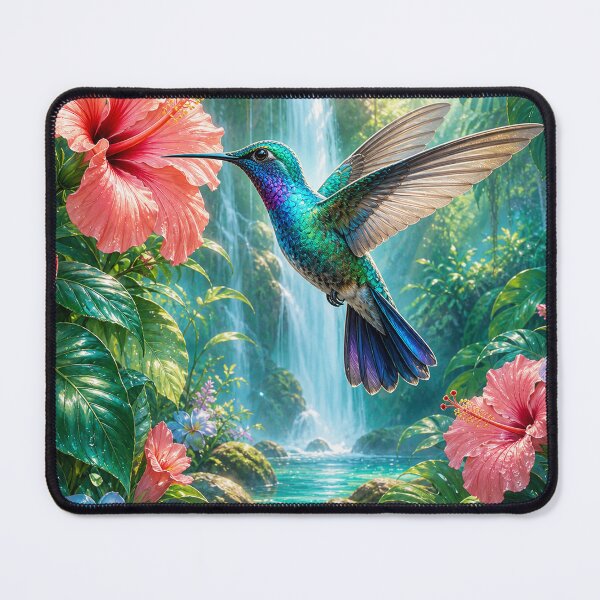 Item preview, Iridescent Hummingbird Waterfall Garden designed and sold by MeanPanduh.