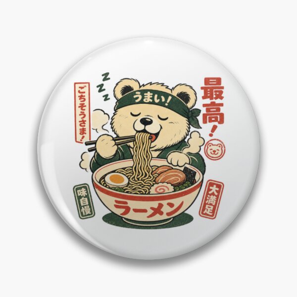 Item preview, Adorable osito disfruta felizmente de un delicioso tazón de ramen designed and sold by JonysCreativeDesigns.