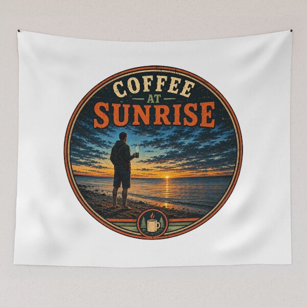 Item preview, Coffee at Sunrise – Vintage Outdoor Adventure designed and sold by SkyrishStudios.