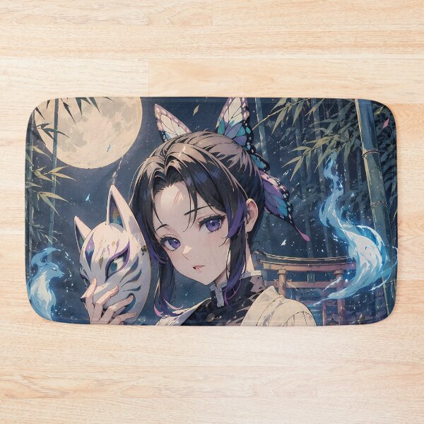 Item preview, Shinobu Kocho Demon Slayer Fox Mask Blue Spirit Flames designed and sold by mildaclairmo.