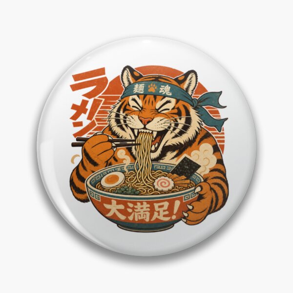 Item preview, Tigre disfrutando un delicioso tazón de ramen designed and sold by JonysCreativeDesigns.