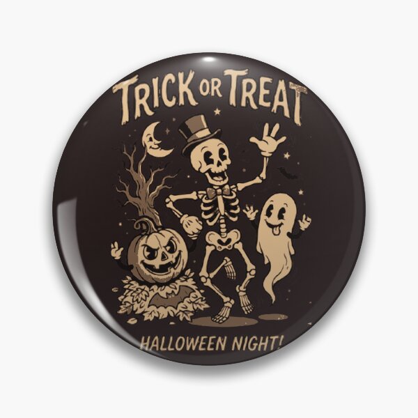 Item preview, Copy of Retro Trick or Treat Halloween Dancing Skeleton Ghost Pumpkin designed and sold by Tamarout.