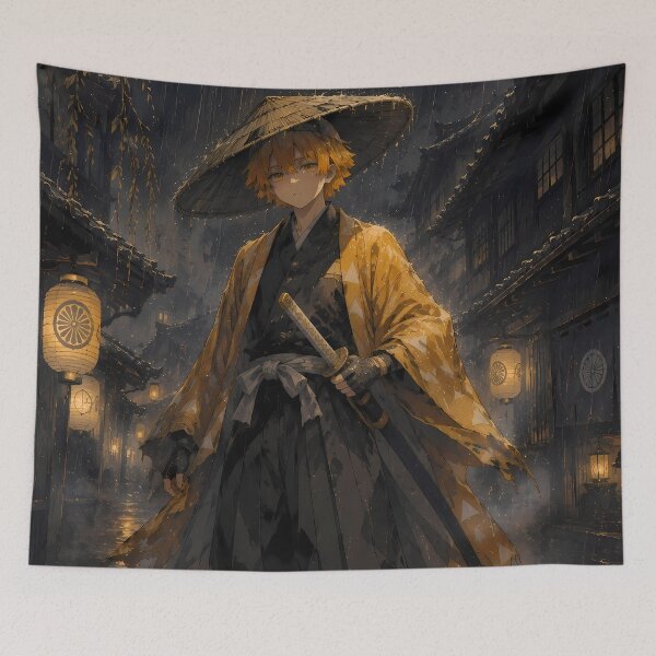 Item preview, Zenitsu Agatsuma Demon Slayer Rainy Lantern Samurai Street designed and sold by mildaclairmo.