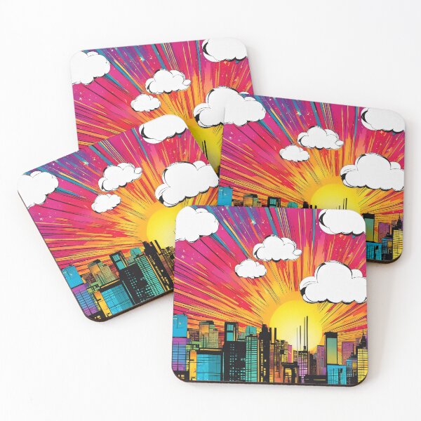 Item preview, Pop Art Futuristic Retro Cityscape With Vibrant Sunrise designed and sold by DEC02.