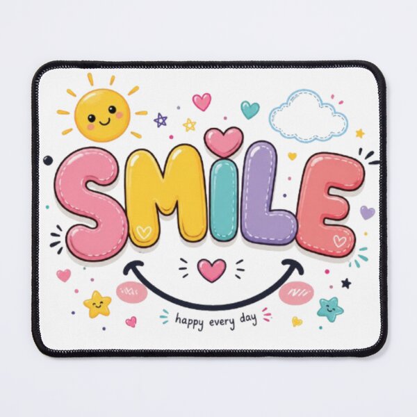 Item preview, Cute Smile Typography Art - Happy Every Day Kawaii Pastel Sun & Hearts designed and sold by ToonyTeez.