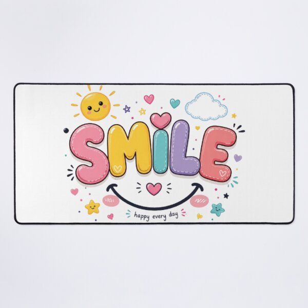 Item preview, Cute Smile Typography Art - Happy Every Day Kawaii Pastel Sun & Hearts designed and sold by ToonyTeez.