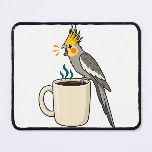 Item preview, Screaming Cockatiel Perched Over Morning Coffee designed and sold by eignvalue.