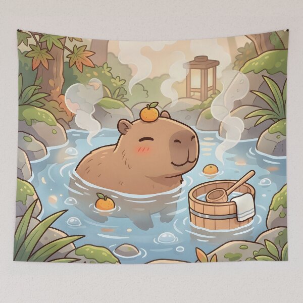 Item preview, Cute Capybara Hot Spring designed and sold by Herodestroyer.
