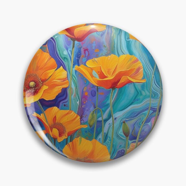 Item preview, Psychedelic Orange Poppies - Abstract Fluid Art designed and sold by PiotroInk.