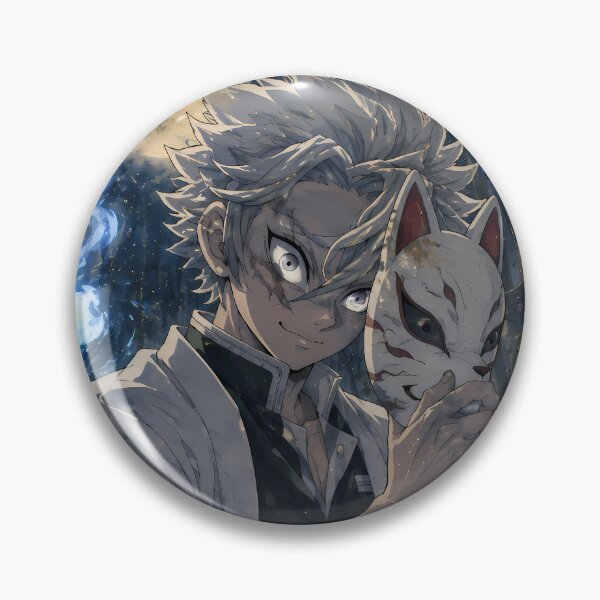 Item preview, Sanemi Shinazugawa Demon Slayer Blue Spirit Moon designed and sold by mildaclairmo.